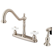 Kingston Brass Heritage Centerset Kitchen Faucet, Brushed Nickel KB1758PXBS